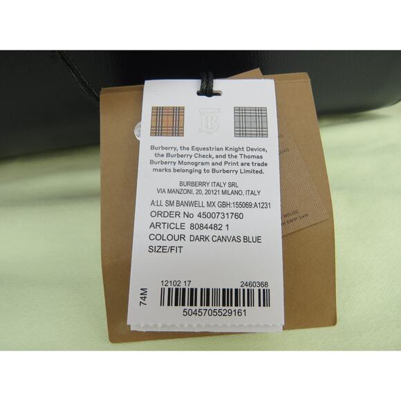 NWT BURBERRY BANWELL DARK BLUE LEATHER CHECK CANVAS SM SHOULDER TOTE BAG $ 1950 - Picture 13 of 13